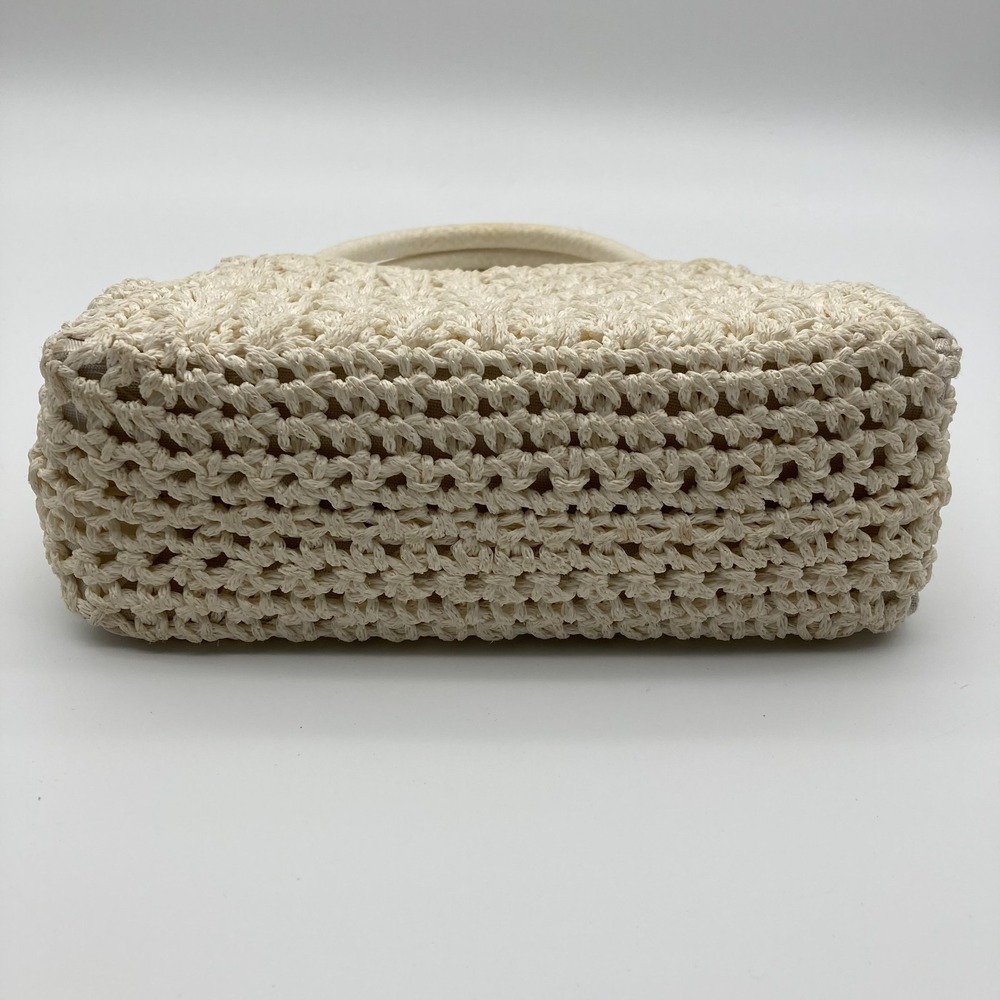 Vintage 1970s Italian-Made Crocheted Off-White Handbag Boho - Picture 5 of 9
